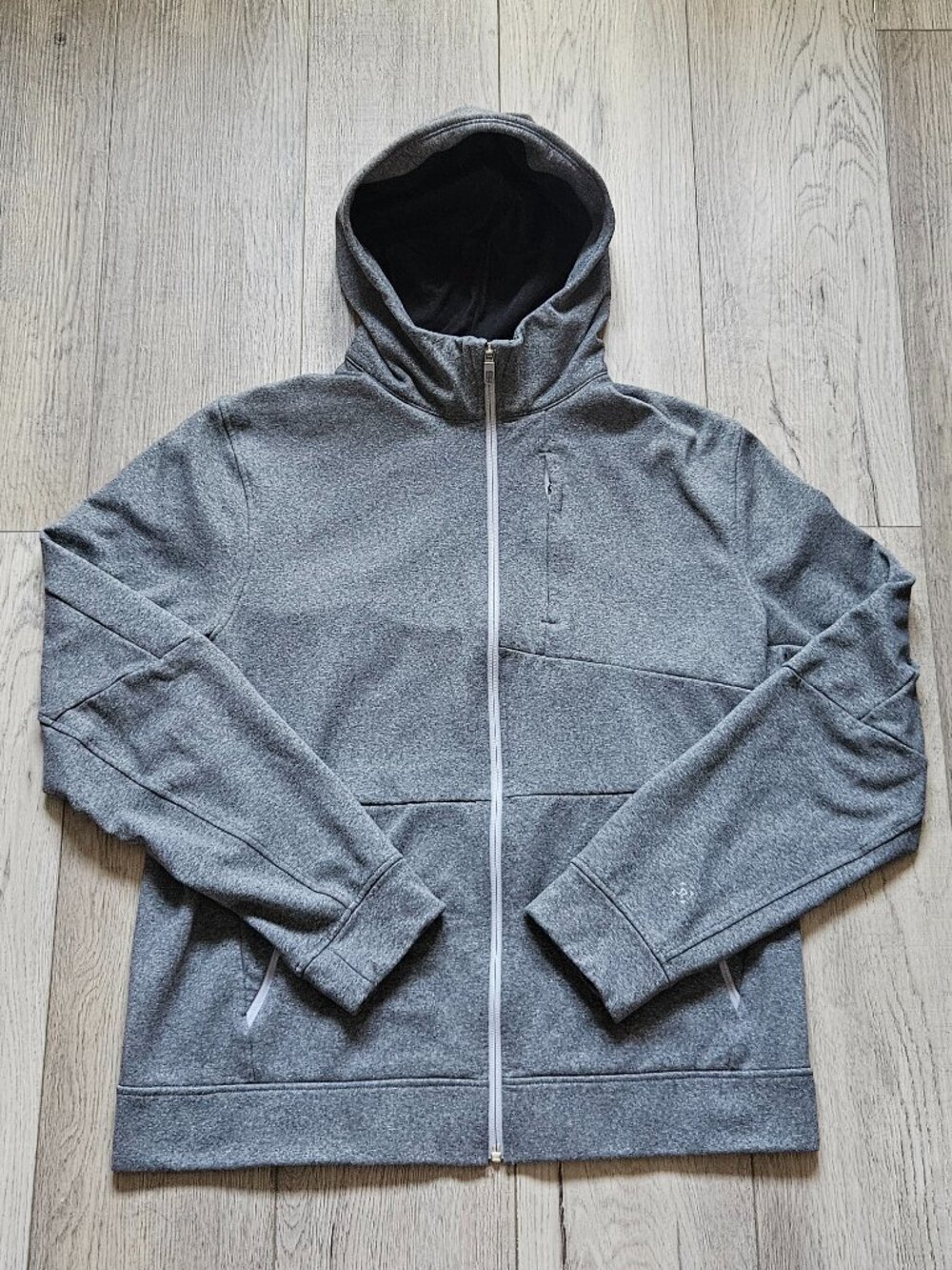 Lululemon Mens Size Large Full Zip Hoodie Heather Grey Running Jacket Pocket L